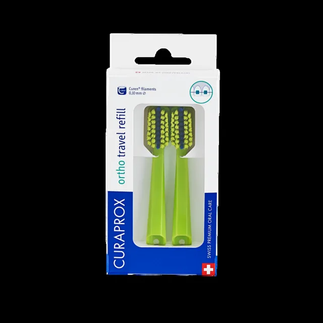 CURAPROX CS 5460 Travel set Ortho Náhradní hlavice Zelený 2 kusy