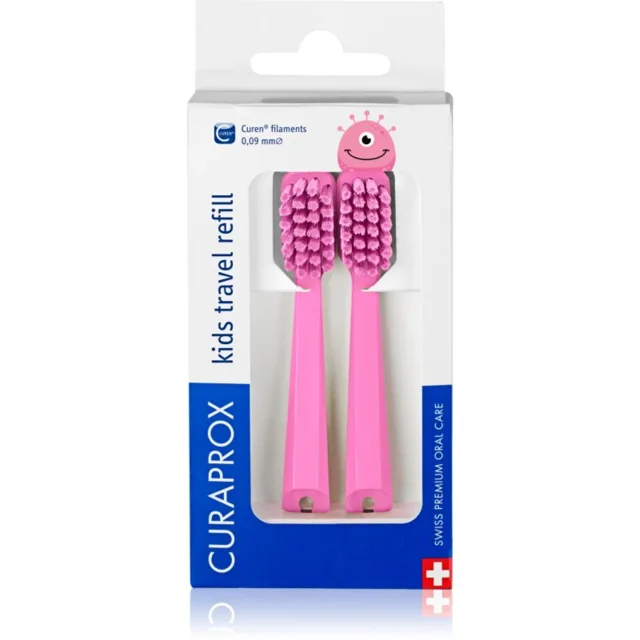 Curaprox Kids Travel refill náhradní hlavice na zubní kartáček Pink 2 ks