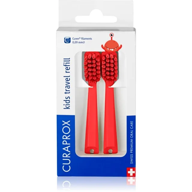 Curaprox Kids Travel refill náhradní hlavice na zubní kartáček Red 2 ks