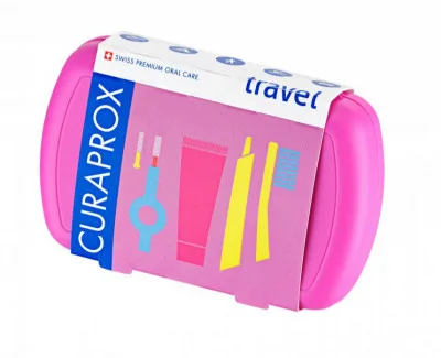Curaprox Travel set stejnobarevný mix náhradních hlavic magenta 2 ks