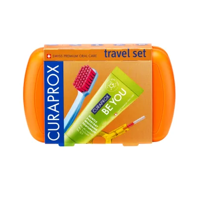Curaprox Travel set stejnobarevný mix náhradních hlavic magenta 2 ks