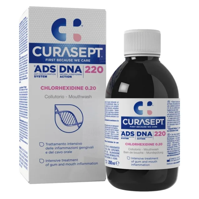 CURASEPT Ads dna 220 ústní voda, 0.2% CHX 200 ml, poškozený obal