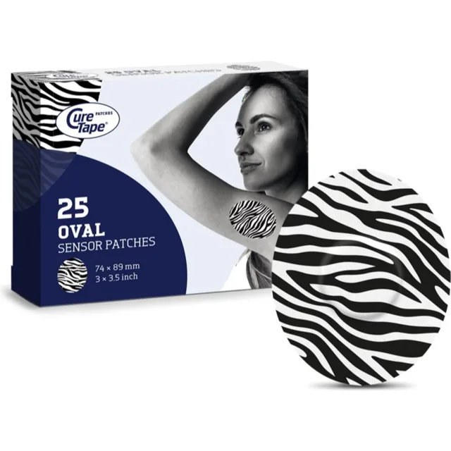 CureTape® Sensor Patches Oval Art ochranné náplasti barva Zebra 25 ks