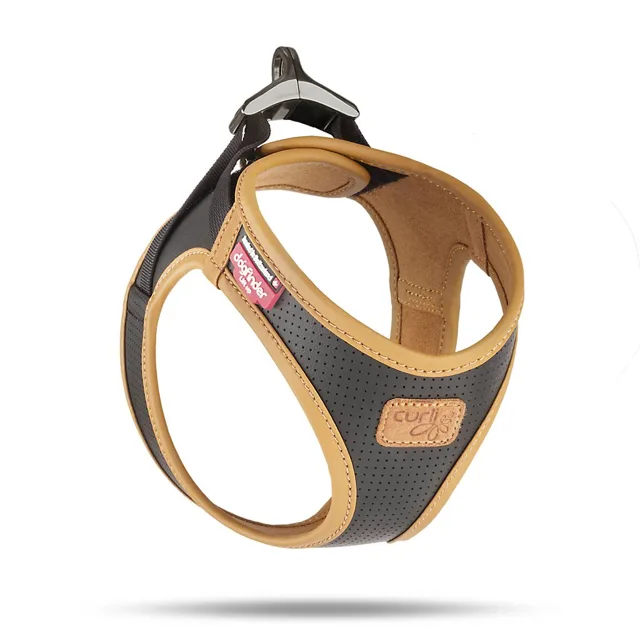 Curli Postroj pro psy z jablečné kůže Black M, 6-9 kg