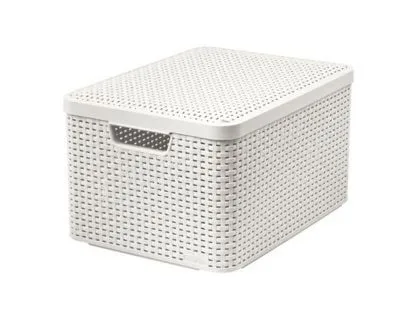 CURVER Košík STYLE L, umělý ratan, s víkem, 30 l, barva krémová
