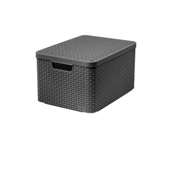 CURVER Košík STYLE L, umělý ratan, s víkem, 30 l, šedý
