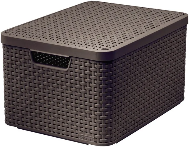 CURVER Košík STYLE L, umělý ratan, s víkem, 30 l, tmavě hnědý