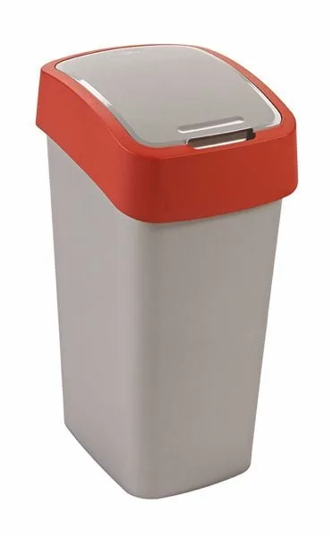 CURVER odpadkový koš, FLIP BIN, stříbrný/červený, 50l