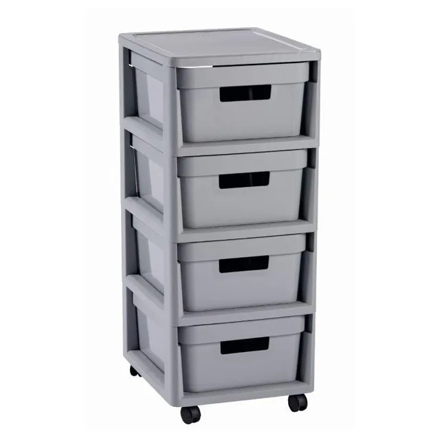 Curver Regál Infinity 4x11L se zásuvkami světle šedý