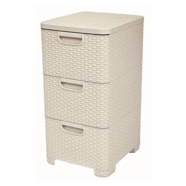 Curver Regál Style 3x14L se zásuvkami krémově bílý