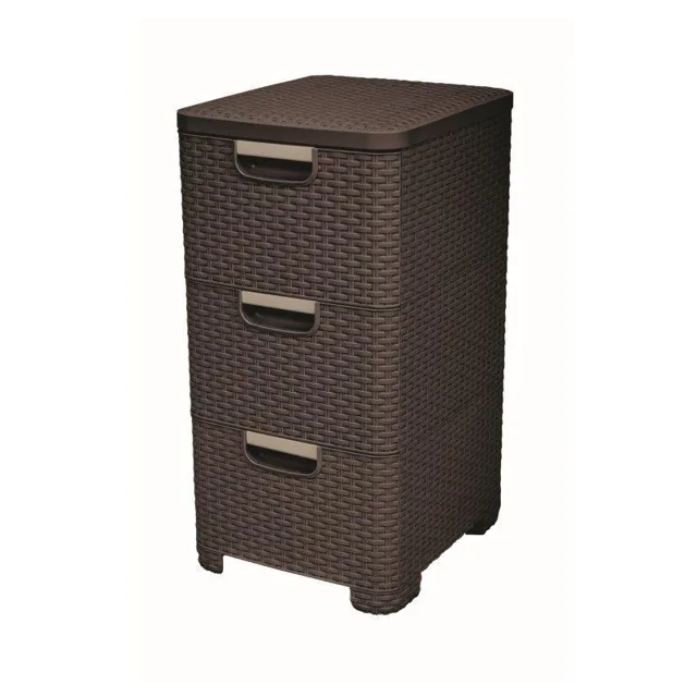 Curver Regál Style 3x14L se zásuvkami tmavě hnědý