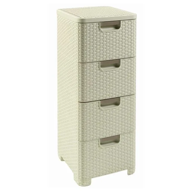 Curver Regál Style 4x14L se zásuvkami krémově bílý