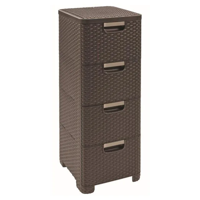 Curver Regál Style 4x14L se zásuvkami tmavě hnědý