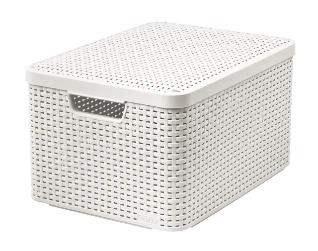 Curver Úložný box Rattan Style2 L s víkem 1 ks krémový
