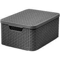 CURVER Úložný box RATTAN Style2 s víkem M - šedý