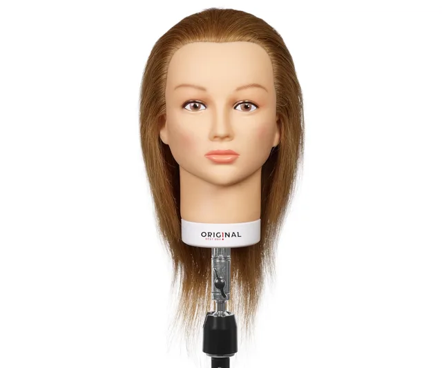 Cvičná hlava s přírodními vlasy Original Best Buy Isaline - blond, 15-40 cm (0030211) + dárek zdarma