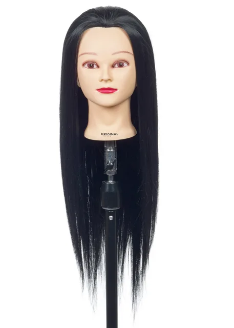 Cvičná hlava s umělými vlasy Original Best Buy Jessy - černá, 50-60 cm (0030096) + dárek zdarma