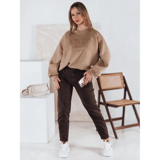 Dámská kávová oversize mikina s 3D potiskem BY1351