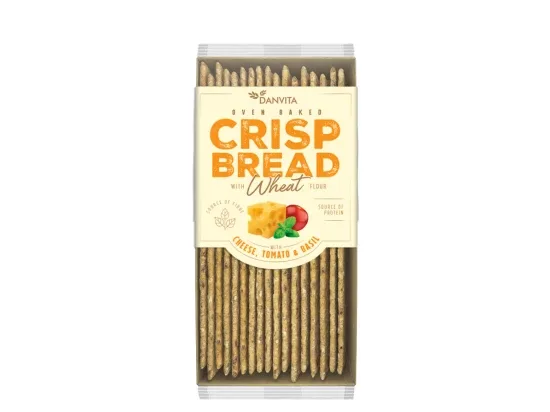 DanVita křehký pšeničný chléb se sýrem, rajčaty a bazalkou 130 g