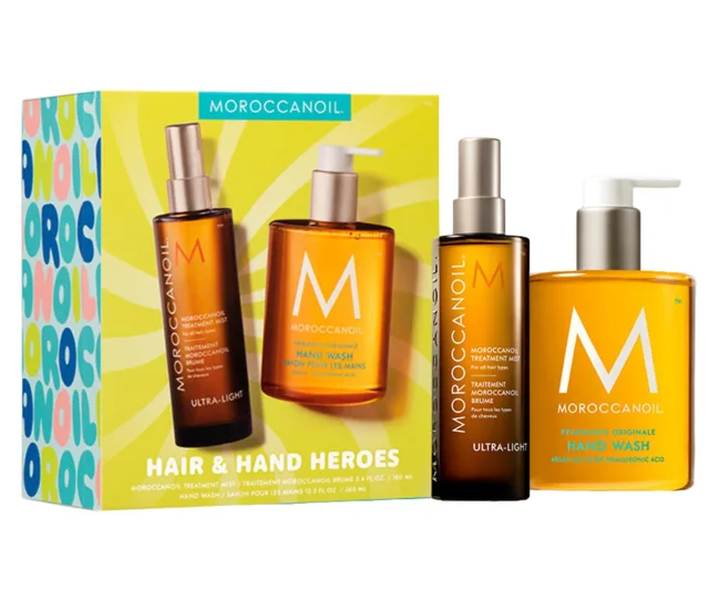 Dárková sada lehké olejové péče ve spreji Moroccanoil Treatment Mist Light Hair  a  Hand Heroes + tekuté mýdlo Moroccanoil zdarma + dárek zdarma