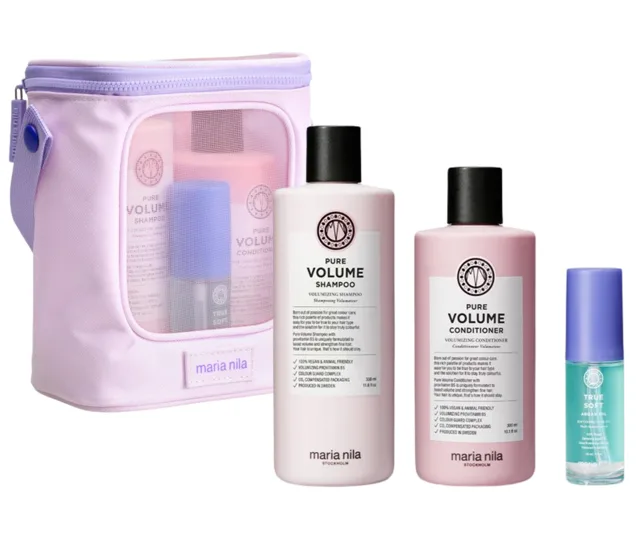 Dárková sada pro objem jemných vlasů Maria Nila Pure Volume + kosmetická taška zdarma + dárek zdarma