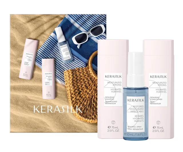 Dárková sada pro regeneraci suchých a poškozených vlasů Kerasilk Repairing Travel Set + dárek zdarma