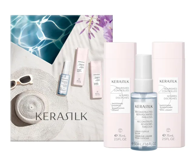 Dárková sada pro vyhlazení krepatých a nepoddajných vlasů Kerasilk Smoothing Travel Set + dárek zdarma