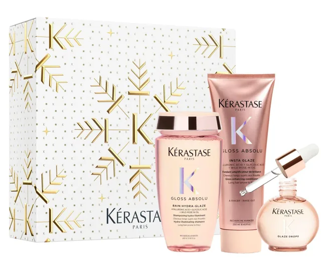 Dárková sada s olejem pro lesk a hydrataci vlasů se sklonem ke krepatění Kérastase Gloss Absolu Set + dárek zdarma