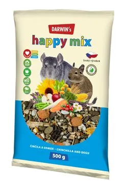 Darwin S činčila&osmák Happy Mix 500g New