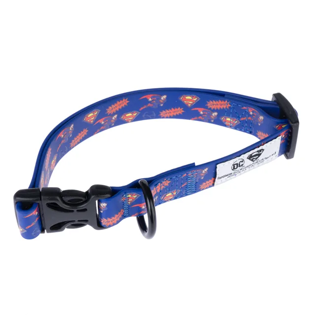 DC Superman obojek, modrý - velikost L: obvod krku, 35 - 56 cm, šířka 20 mm