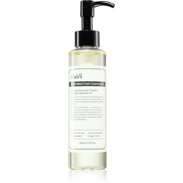 Dear Klairs Gentle Black Fresh Cleansing Oil jemný čisticí olej pro mastnou pleť 150 ml