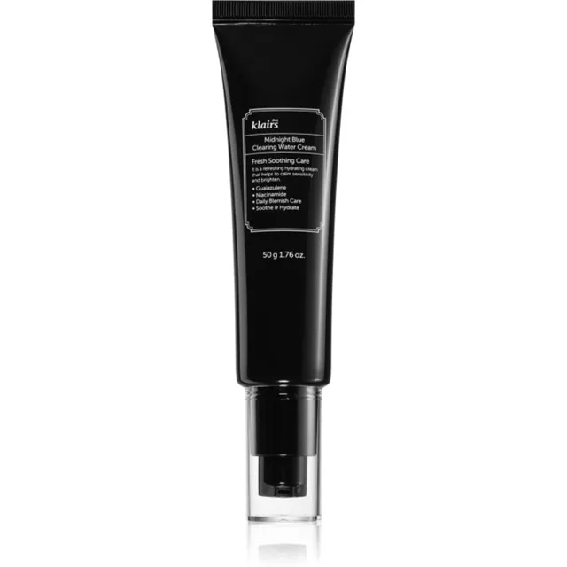 Dear Klairs Midnight Blue Clearing Water Cream lehký hydratační krém pro rozjasnění a vyhlazení pleti 50 g