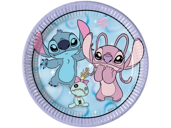 Decorata party papírové talířky Stitch&Angel FSC 8 ks