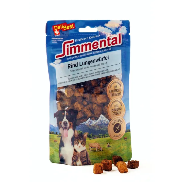 DeliBest Simmental kostky hovězích plic - Výhodné balení: 8 x 60 g