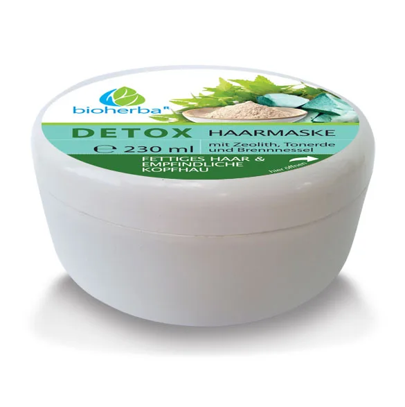 Detoxikační vlasová maska se zeolitem, jílem a kopřivou pro mastné vlasy a citlivou pokožku hlavy - 230 ml - Bioherba