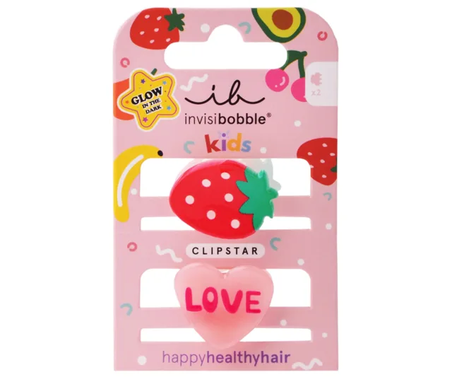 Dětské veselé skřipečky do vlasů Invisibobble Clipstar Frutti Strawberry - 2 ks + dárek zdarma