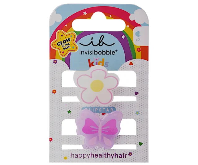 Dětské veselé skřipečky do vlasů Invisibobble Clipstar Happy Flower - 2 ks