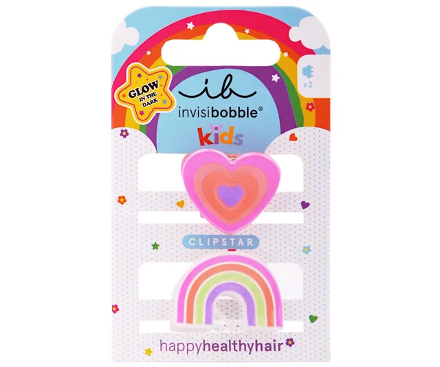 Dětské veselé skřipečky do vlasů Invisibobble Clipstar Happy Heart - 2 ks