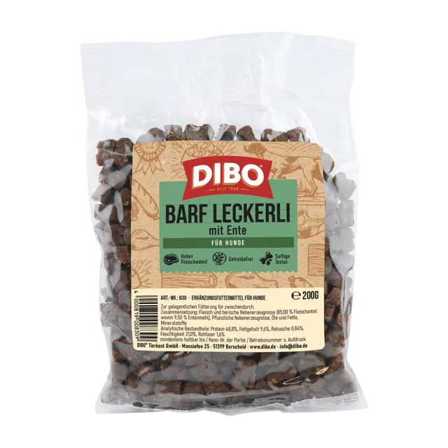DIBO BARF pamlsky s kachním - Výhodné balení: 6 x 200 g