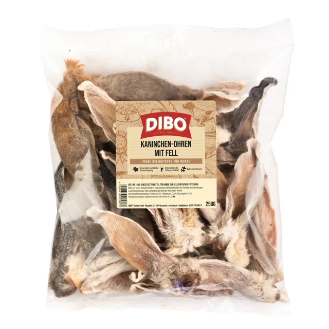 DIBO králičí uši s kožešinou - výhodné balení: 4 x 250 g (1 kg)