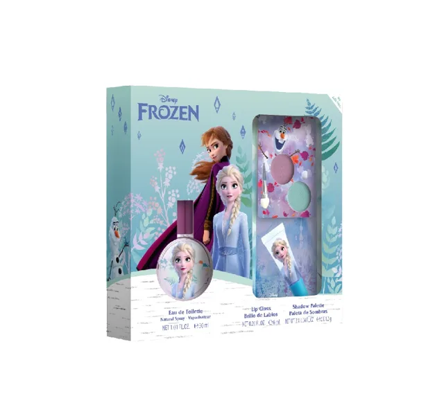 Disney Frozen II Toaletní voda 30 ml s očními stíny a leskem na rty dárkový set