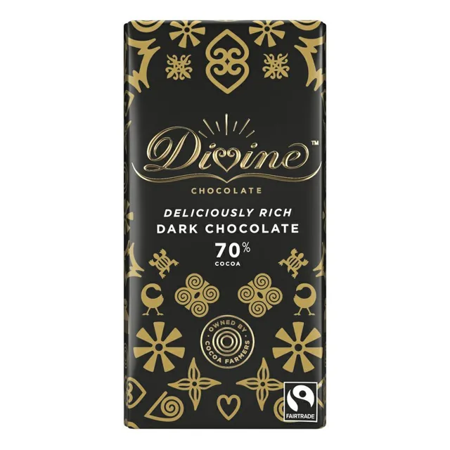Divine Chocolate Hořká čokoládová Ghana 70%, 90g