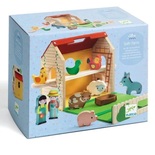 DJECO Wooden Farm sada hraček ze dřeva 18m+ 11 ks