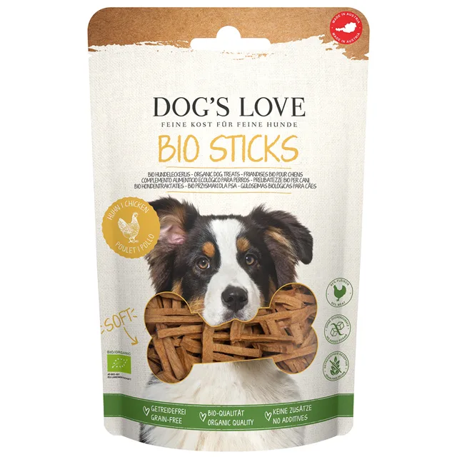 Dog's Love bio tyčinky s bio kuřecím - 150 g
