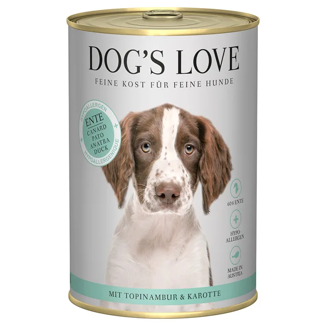 Dog´s Love Hypoallergenic 24 x 400 g – výhodné balení - kachní