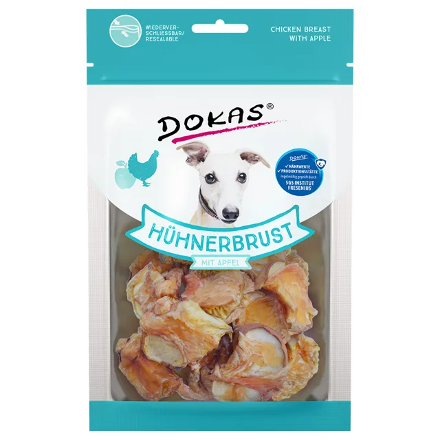 Dokas snacky kuřecí prsa - výhodné balení 3 x 70 g (s jablkem)
