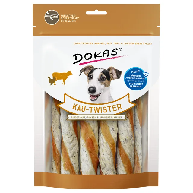 Dokas Twister  - 2 x hovězí kůže, kachní srdce a kachní prsní filet 200 g