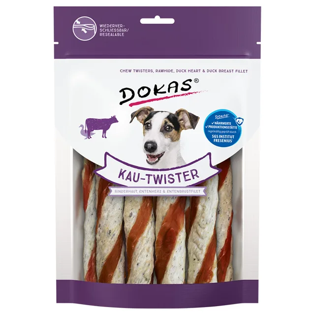 Dokas Twister  - 4 x hovězí kůže, kachní srdce a kachní prsní filet 200 g