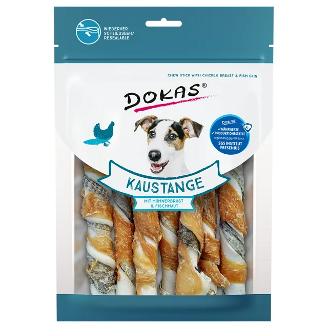Dokas Tyčinky z hovězí a rybí kůže, s kuřecím filetem - 170 g
