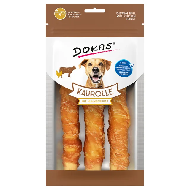 Dokas žvýkací rolka s kuřecími prsíčky - výhodné balení: 4 x cca 150 g (cca 600 g)